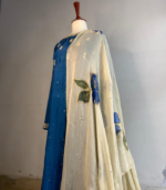 blue hand painted dupatta&frock