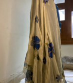 blue hand painted dupatta &frock