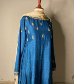 blue hand painted dupatta &frock