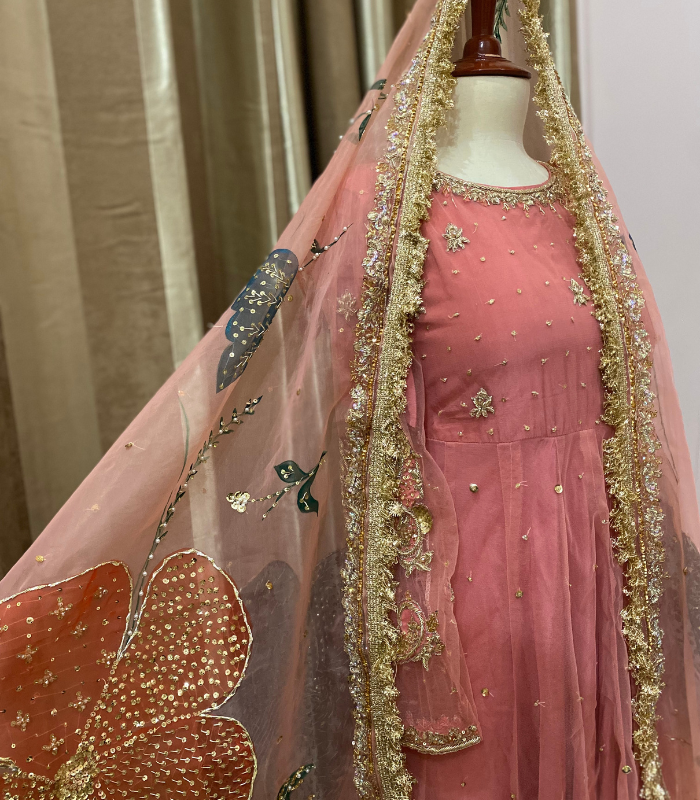 hand painted dupatta&frock