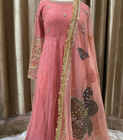 hand painted dupatta &frock