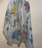 Ice Blue Raw Silk Appliqué Suit - Image 9