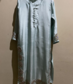 Ice Blue Raw Silk Appliqué Suit - Image 6