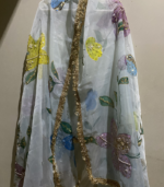 Ice Blue Raw Silk Appliqué Suit - Image 4