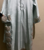 Ice Blue Raw Silk Appliqué Suit - Image 5