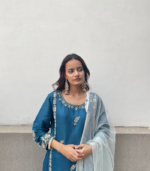 Phool dupatta with embellished long kameez and trouser: