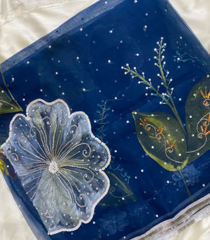 blue hand painted dupatta (3)