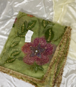 light green hand painted dupatta