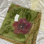 light green hand painted dupatta